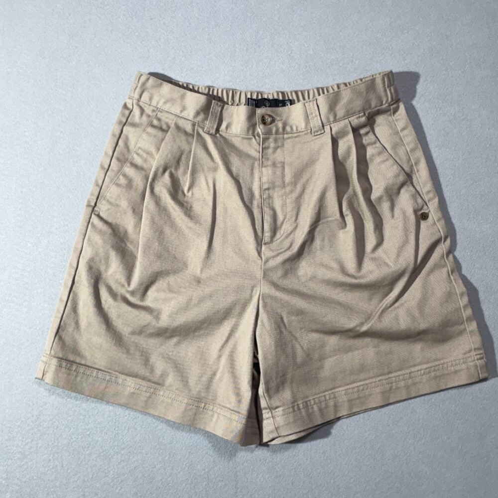 Volcom‎ Frochickie Trouser Shorts Womens 27 Khaki Pleated Elastic Back Chino